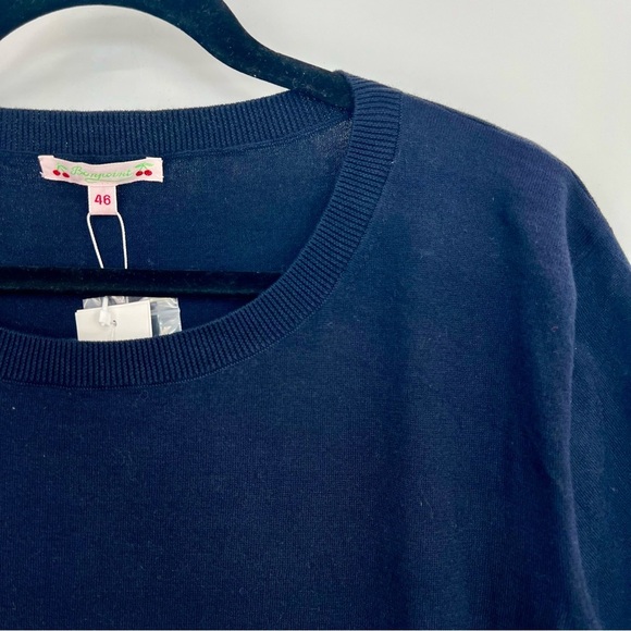 NWT Bonpoint Dapulu Navy Blue Short Sleeve Knit Sweater Pullover Top 3XL - Picture 3 of 7